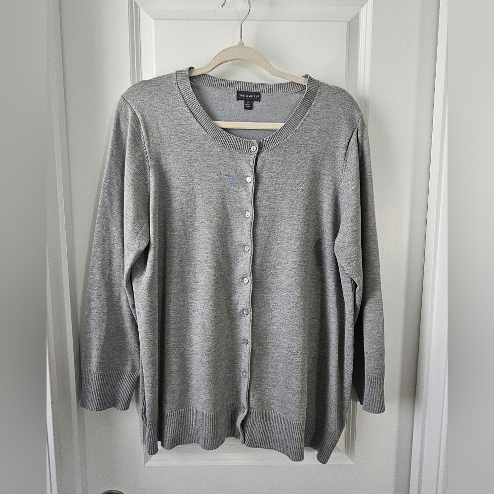 The Limited Lightweight Gray Button-Front Cardigan